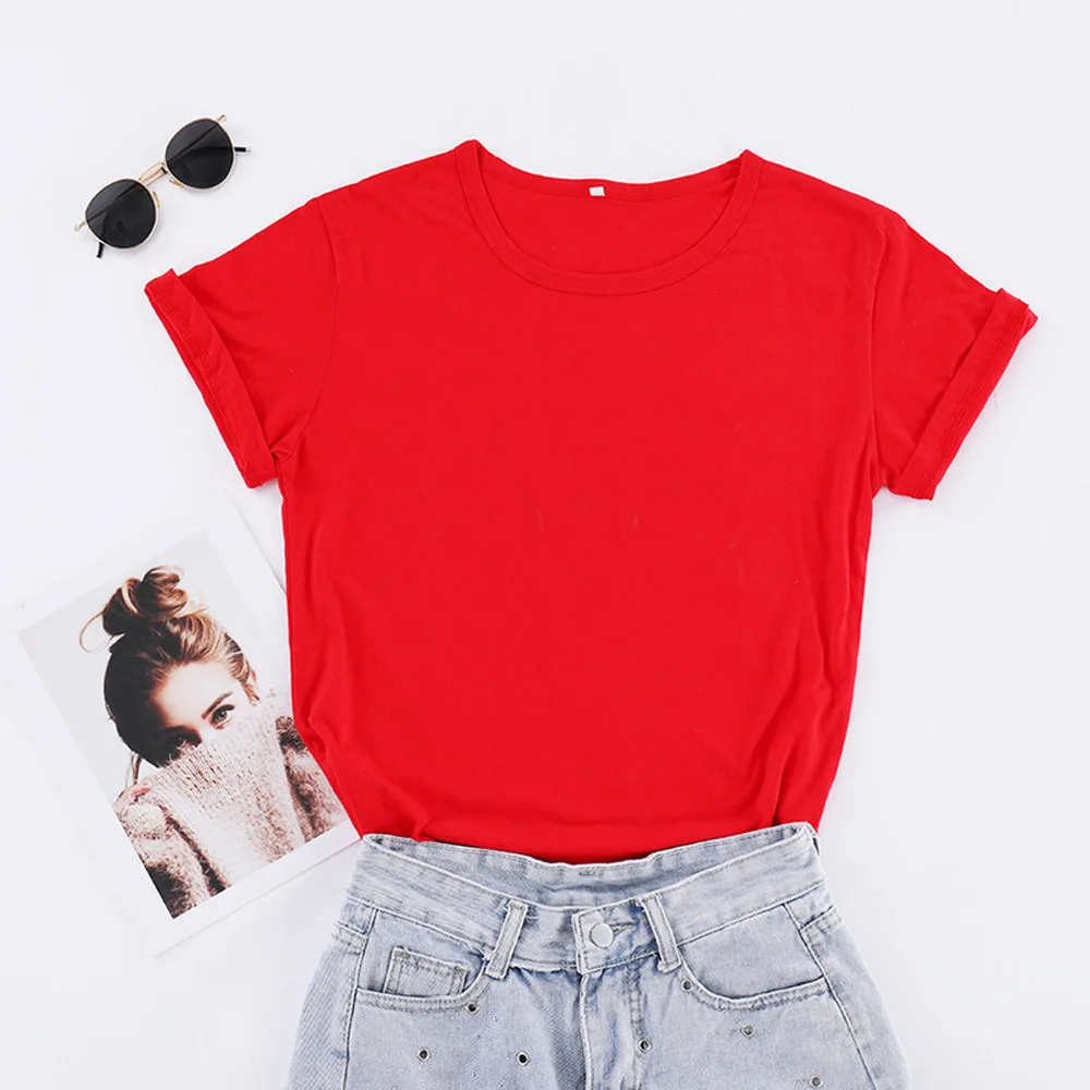 Летняя модная футболка Женская Повседневная простая белая с черным краем и