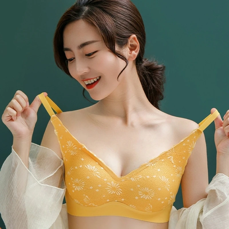 

LLPUSLUO Women Latex Lingerie Breathable Sports Bra Vest Wireless Push Up Underwear Lace Sexy Comfortable Sleep Female Intimates