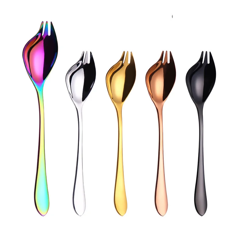 Многофункциональные салатные вилки и ложки из нержавеющей стали 304 spork для отелей