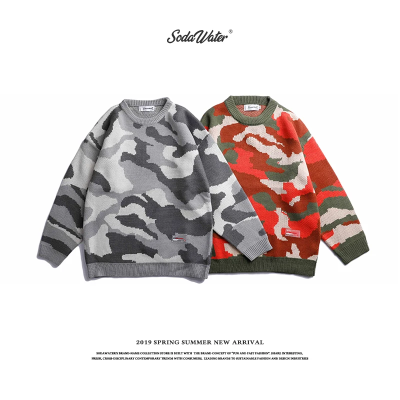 SODAWATER 2019 новый осенний модный Мужской Повседневный свитер камуфляжного цвета