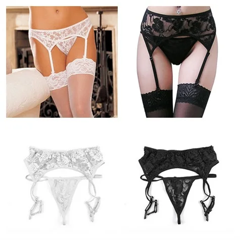 

New Women Lace Tighs High Stockings Erotic Lingerie Garter Pantyhose Sexy Stocking Set Sheer Garter Belt Stockings