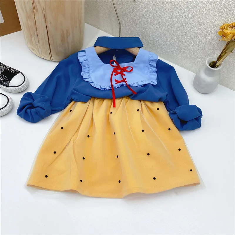 

New Girls Autumn Clothes Set Cute Long Sleeve Tops+Dot Skirt 2Pcs Costume Baby Outfits For Girls Kids Fashion Clothing Suit 2-8Y
