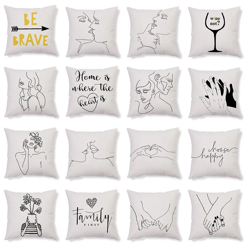 

Simple Style Plush Cushion Cover Sofa Decorative Letter Printing Throw Pillow Cases Living Room Decor Home Cojines 4545cm