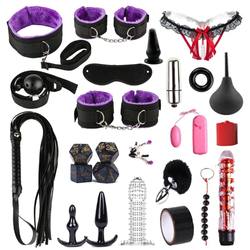 RXJD 25-piece Adult Bandage Suit Fetish Sex SM Set with Leather Strap Accessories Bed Fitness Game Suits for Couple Adults