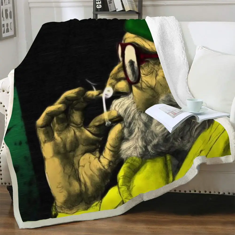 

NKNK Portrait Blanket Smokes Thin Quilt National Flag Plush Throw Blanket Painting Bedding Throw Sherpa Blanket New High Quality