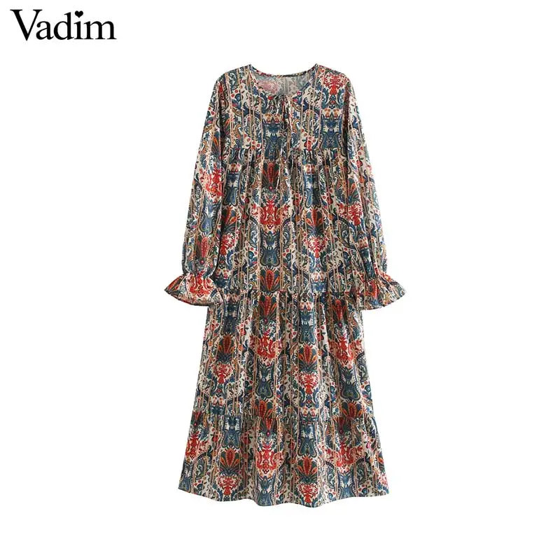 Vadim женское платье миди в стиле ретро с принтом бохо прямое стильное