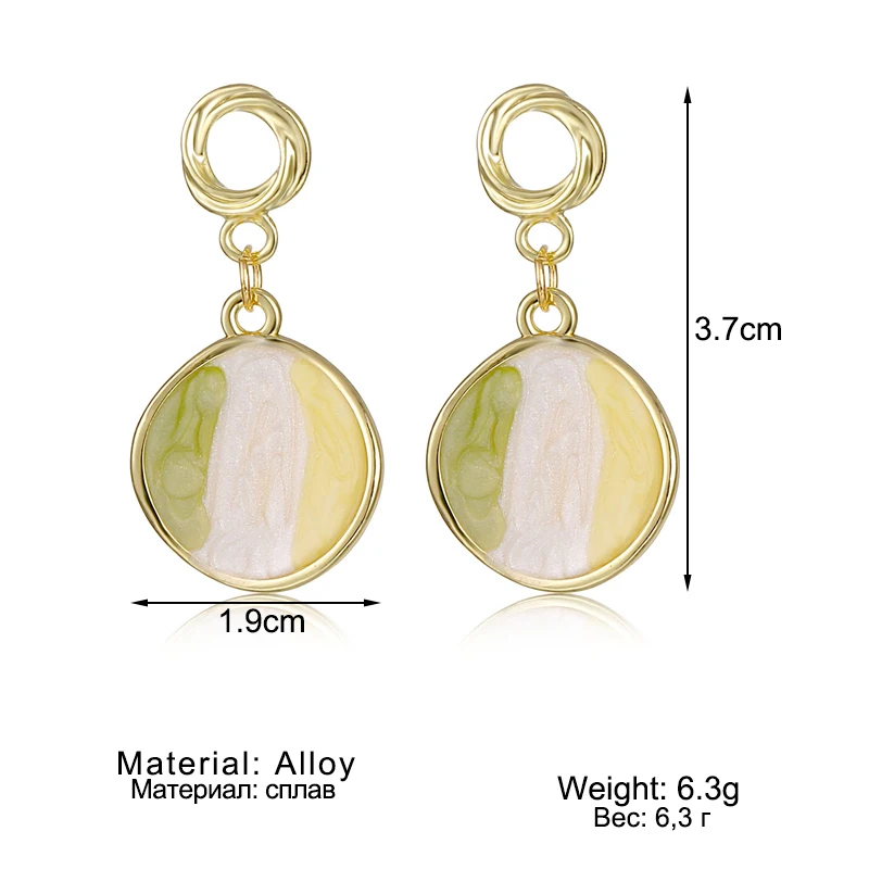 Женские серьги с круглой подвеской в виде сердца большие золотые геометрические