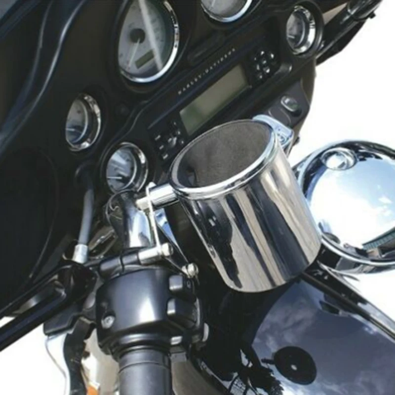 Barato Soporte Universal Cromado Para Manillar De Motocicleta, Interruptor De Embrague, Soporte Para Copa De Bebida, Montaje Para Todos Los Modelos Harley