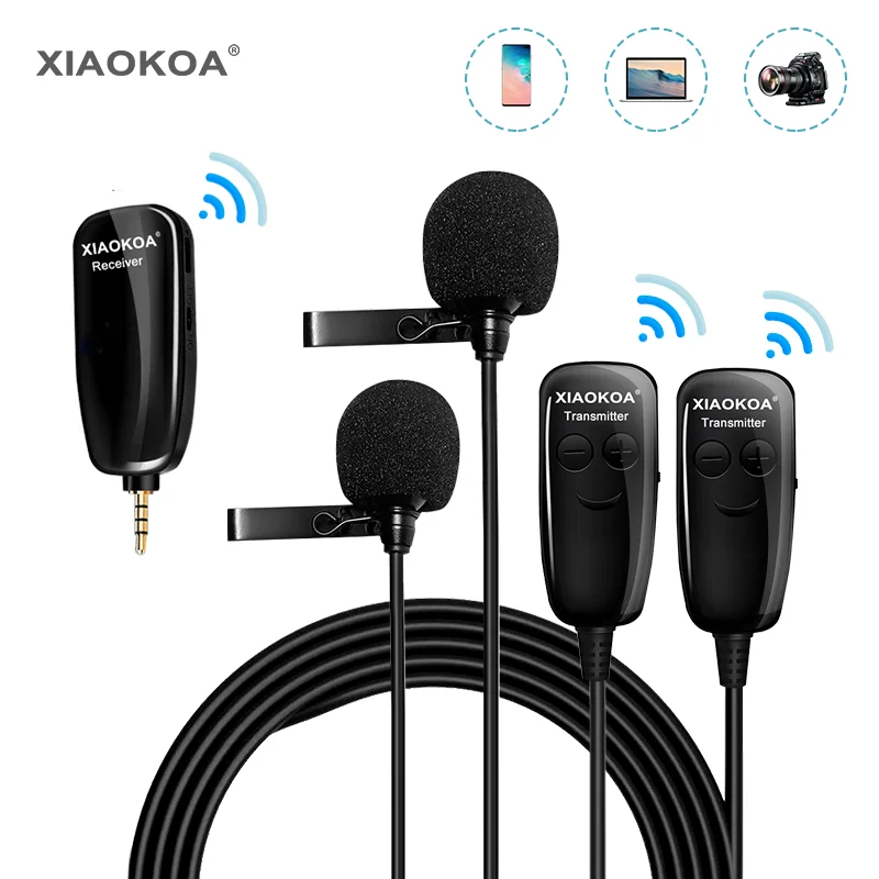 

XIAOKOA UHF Lavalier Lapel Wireless Microphone Recording Vlog Youtube Live Interview for Iphone Ipad PC Android DSLR microphone