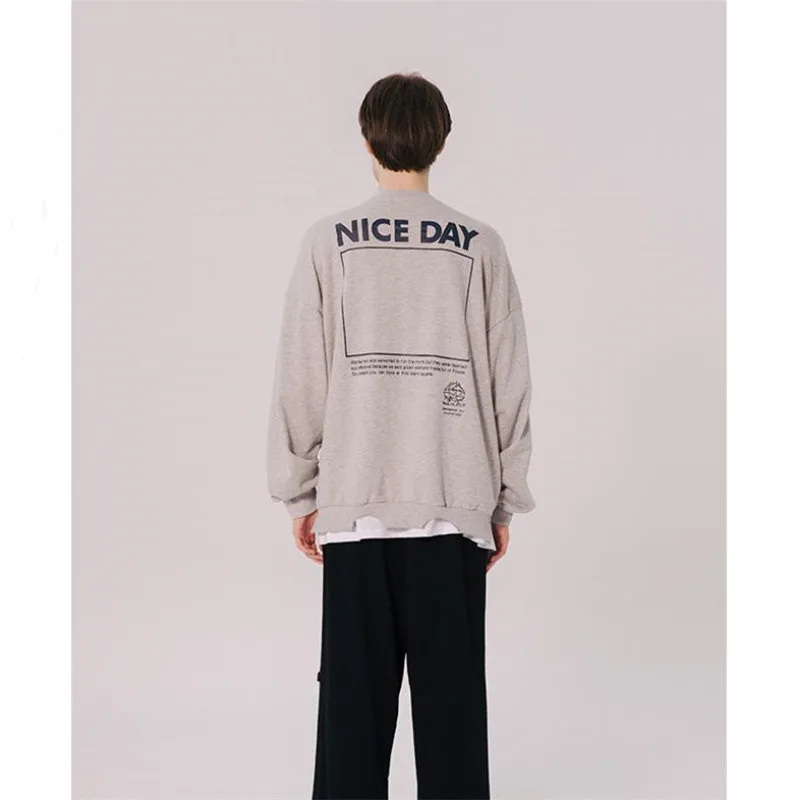 

Quality Spring Men Hoodies Fashion Original Design Casual Style Loose Vacation Fake Two Piece Couple Male Young Retro Sweatshirt