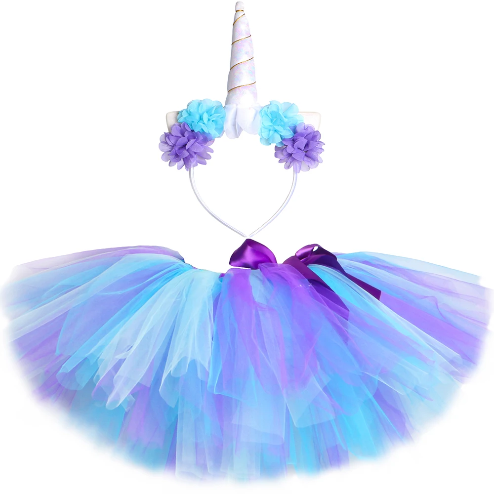 Единорог юбка пачка с повязкой на голову Пышная для девочек Юбка детей день