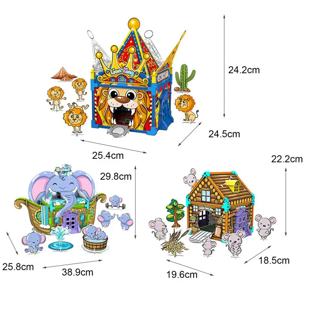 Jigsaw Cartoon Animal Design Painting Coloring Toy Children DIY Educational 3D Puzzle Parent-Child Interactive Game Toys | Игрушки и
