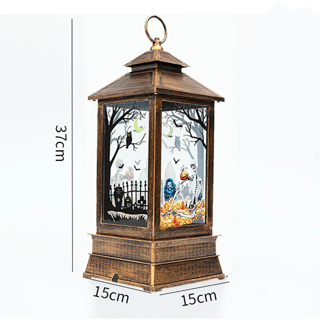 Хэллоуин прозрачный штормовой фонарь ночной Декор Свеча лампа светодиодная Бар