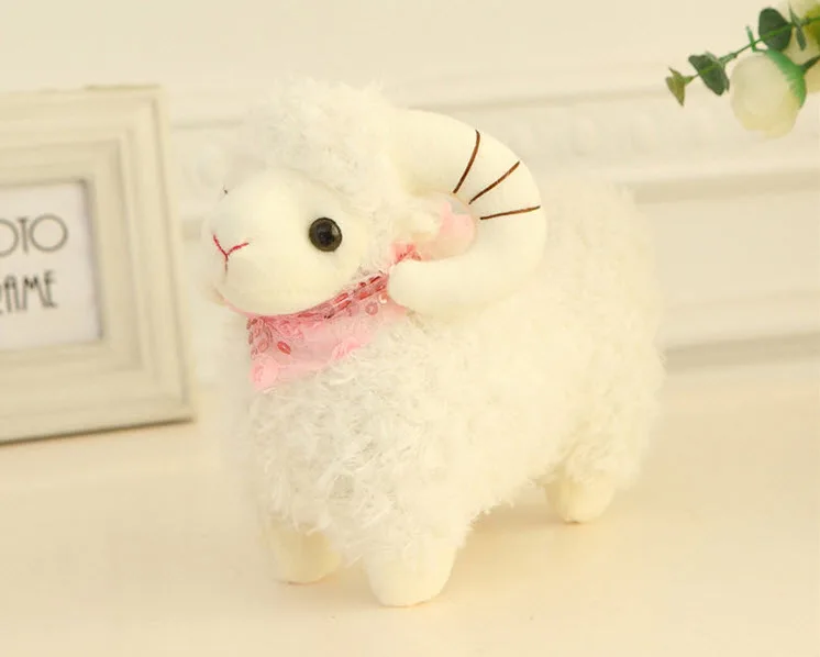 

25cm Cute Stuffed Animal Cartoon Lucky Goat Plushed Toy Goat Doll Wedding Goat Doll For Decoration Home Decoration Toys