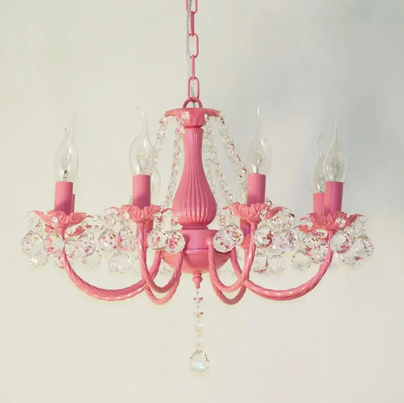 American Mediterranean Iron Chandelier candle restaurant clothing store led creative rural Korean pink | Лампы и освещение