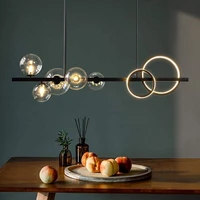 modern round ring led pendant lights glass ball metal living room table dining kitchen fixture for home decoration accessories