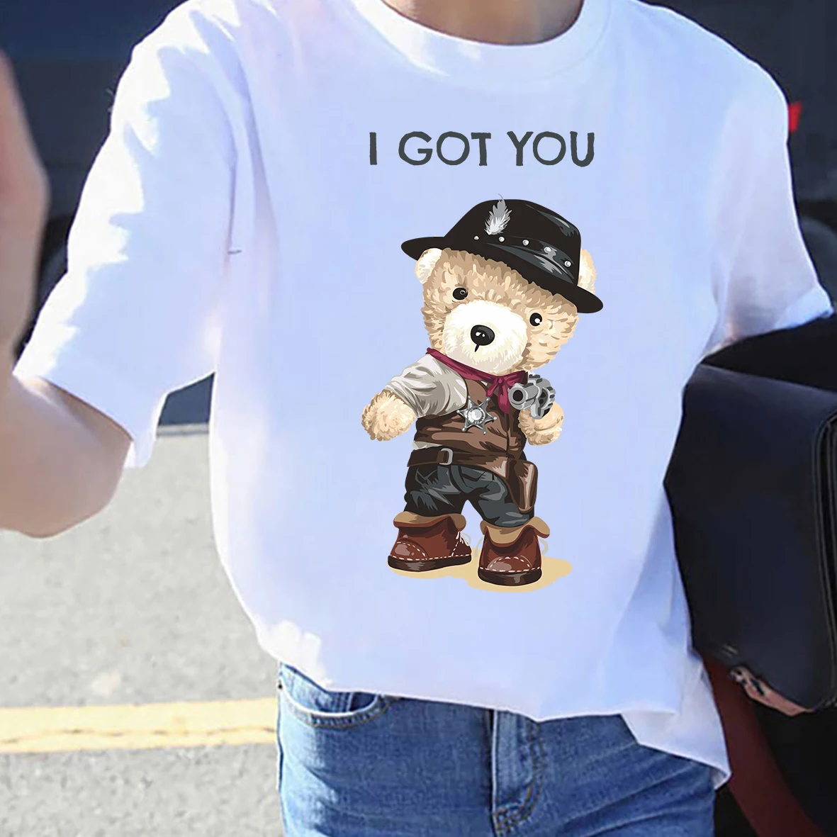 BLINGPAW Teddy Bear полицейский я тебя с буквенным принтом футболка из чистого хлопка