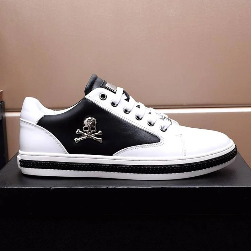 Starbags PP New fashion logo sports casual little white shoes first leather breathable British men's board | Обувь