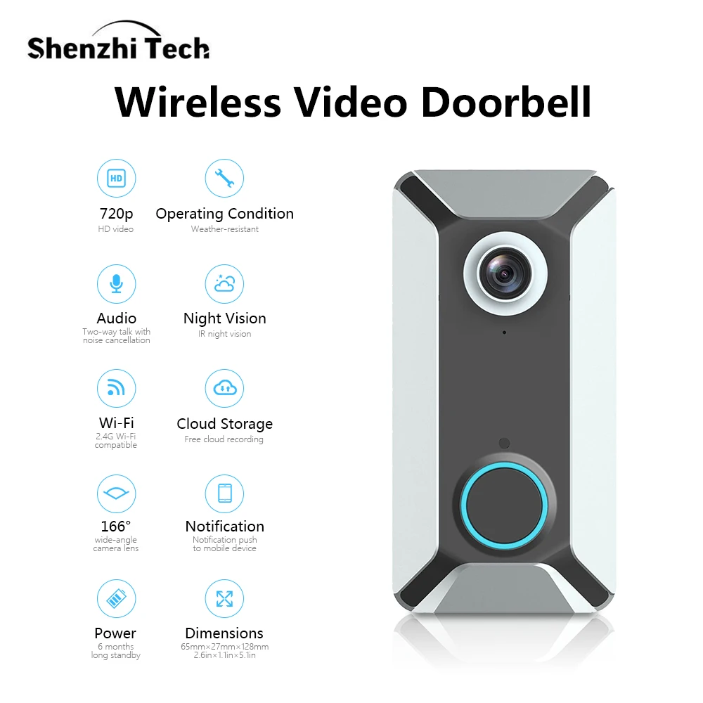 WiFi видео дверной звонок умный беспроводной дверной звонок ip-камера двухсторонний Аудио Инфракрасный пульт дистанционного управления домашний мониторинг безопасности