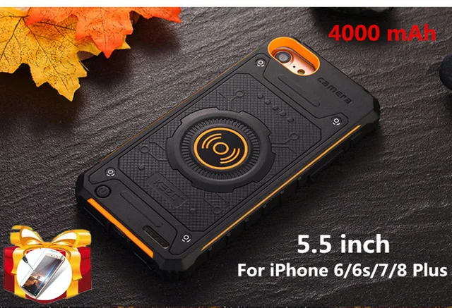 Orange for 5.5 inch KQJYS, беспроводное зарядное устройство для телефона, чехол для батареи для iPhone X, 8, 7, 6 S, чехол для питания, беспроводной зарядный внешний аккумулятор для iPhone 7, 8, 6, 6s Plus - Цвет: Orange for 5.5 inch
