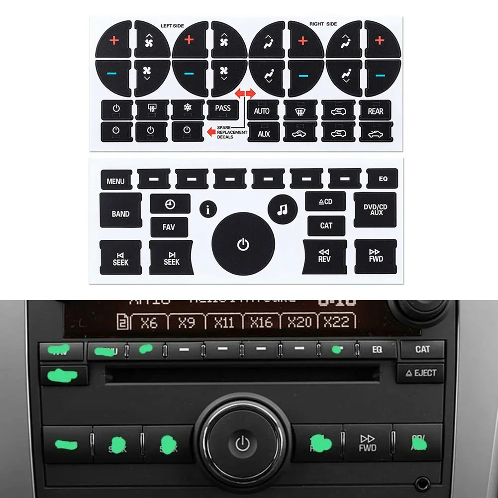 

Easy Installation Button Decal For Chevy GMC Decals Sticker 2 Sheets Black