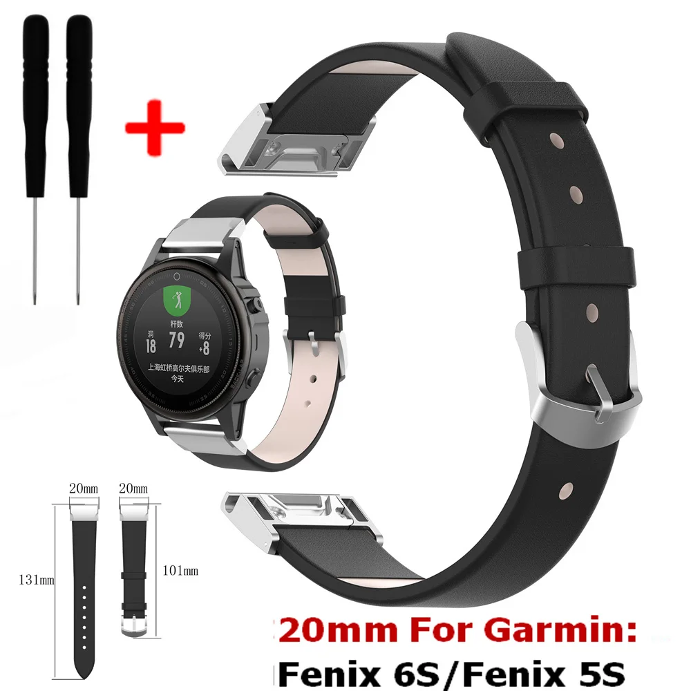 Ремешок для наручных браслетов Quick Fit 20 мм для Garmin Fenix 6s, сменный кожаный ремешок для наручных часов Garmin Fenix 5S, умный Браслет