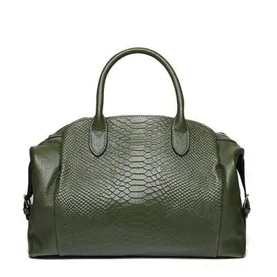dark green Роскошная большая сумка из натуральной кожи, женская сумка с узором из змеиной кожи, женская сумка на плечо, женская классическая сумка через плечо - Цвет: dark green
