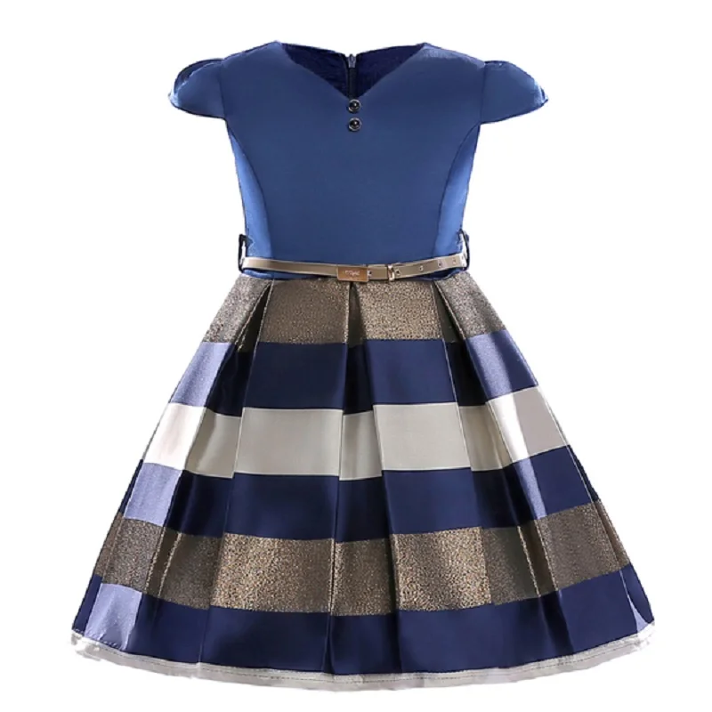 Летнее свадебное платье в полоску без рукавов с цветочным узором для девочек