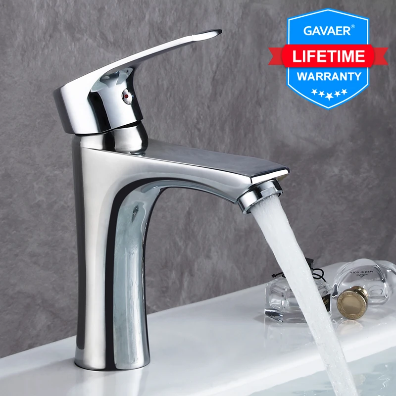 Gavaer полированный кран для раковины ванной комнаты горячей и холодной воды одно
