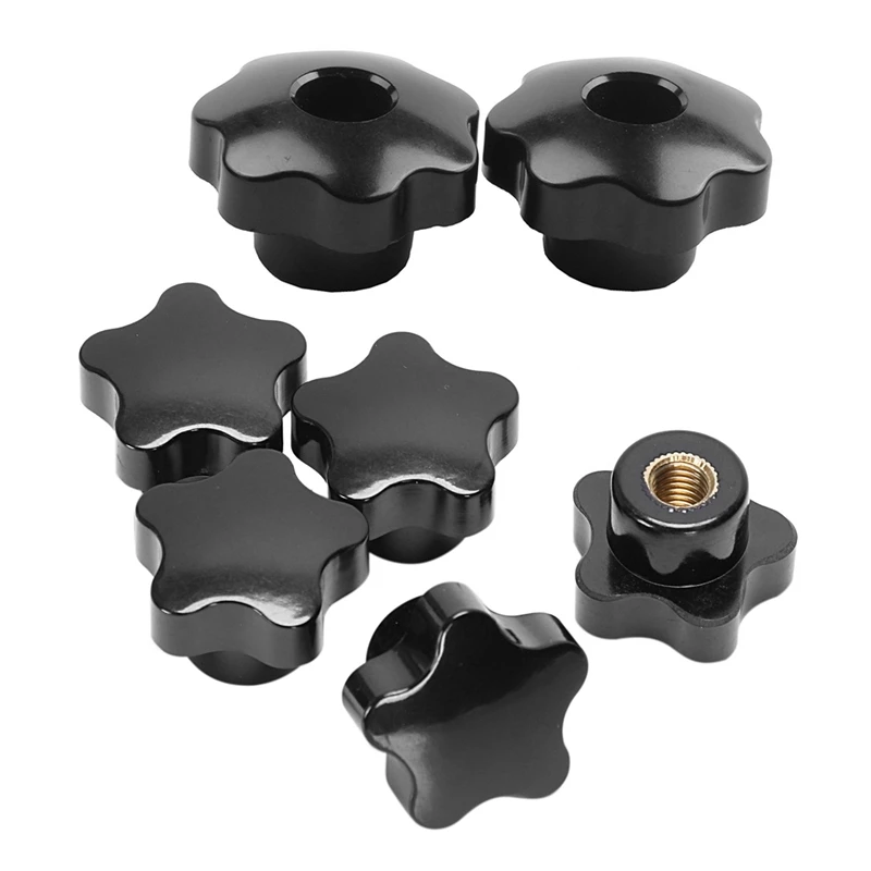 

5Pcs M8 Female Thread 32Mm Star Head Clamping Nuts Knob Grip Handle & 2PC M8 X 50Mm Diameter Thread Clamping Star Knob
