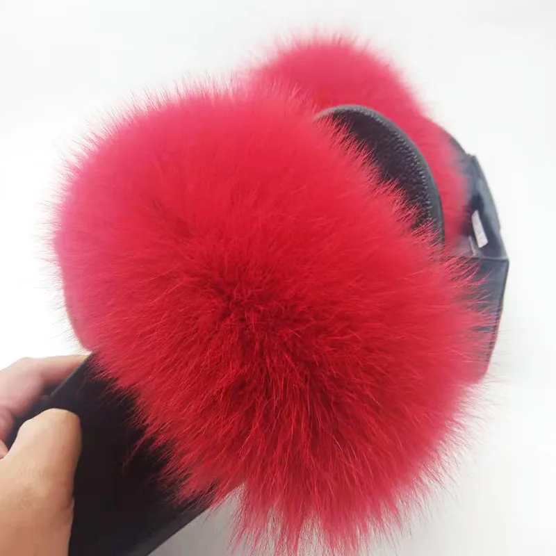 Сланцы женские из натурального Лисьего меха меховые сандалии плюшевые домашние