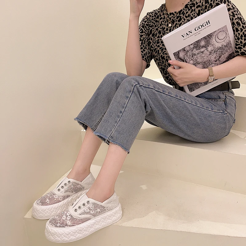 

Shoes Woman Flats Slip-on Espadrilles Platform Modis Tennis Female Round Toe Creepers Casual Sneaker Dress Slip On 2021 New Brea