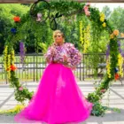 Очаровательные Макси-юбки 2021 новая стильная пурпурная пышная трапециевидная Длинная женская юбка из тюля для дня рождения эластичная Женская юбка-пачка