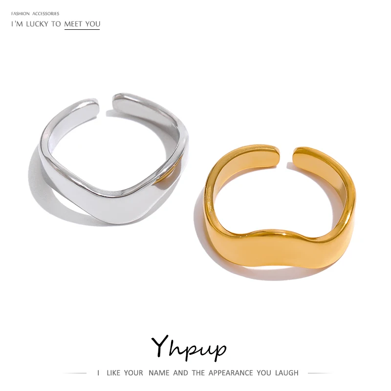 Золотое геометрическое кольцо из нержавеющей стали Yhpup минималистичное