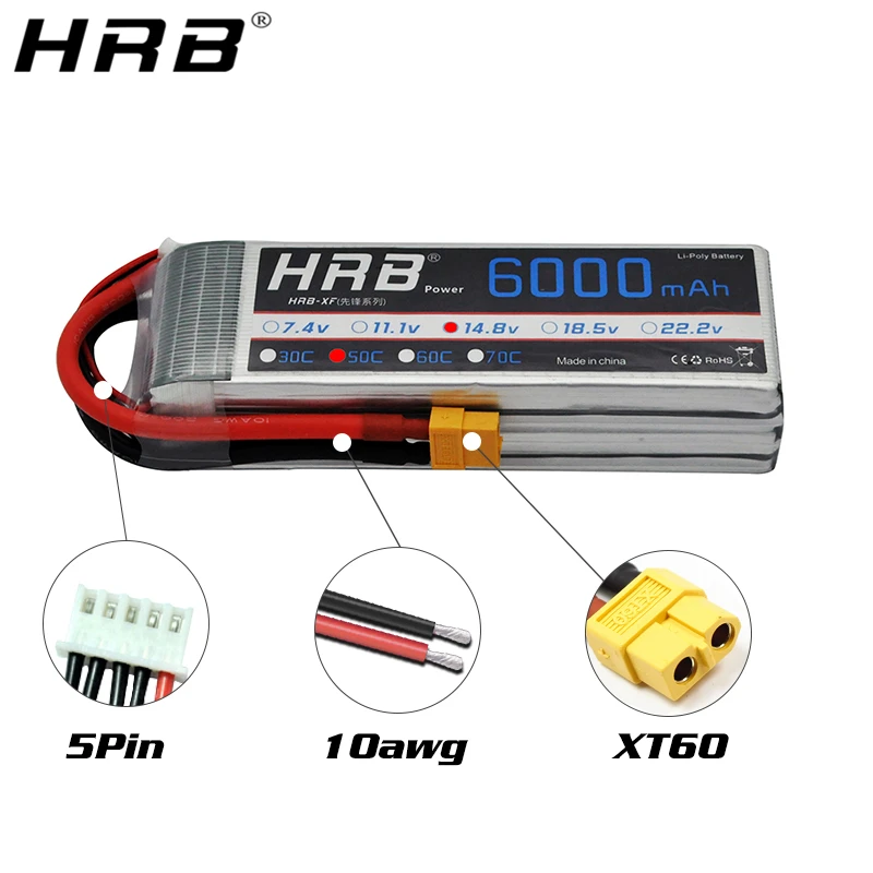 2 шт. HRB Lipo 4S аккумулятор 14 8 в 6000 мАч 50C XT60 T Deans XT90 EC5|hrb lipo|lipo battery 4slipo |