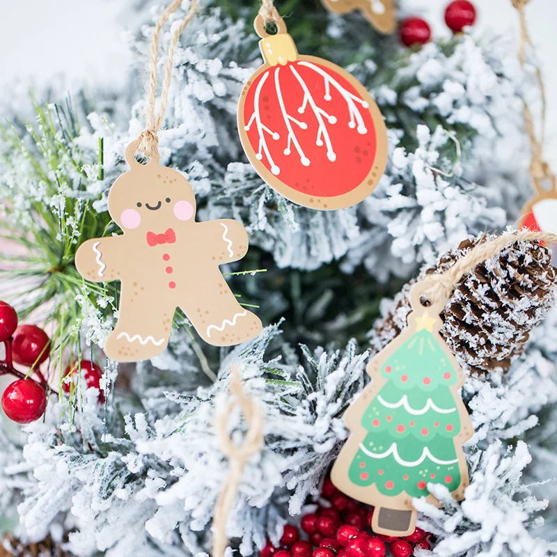 Бумажные закладки с надписью Merry Christmas милые Мультяшные этикетки имбирным