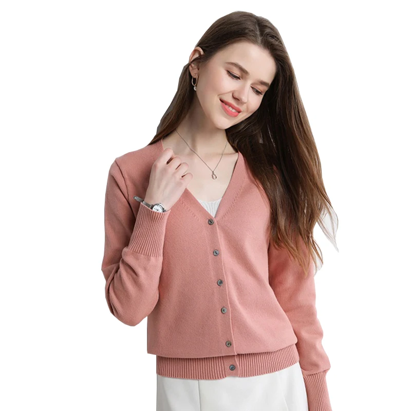 

Cardigan Women Autumn Korean Fashion V-Neck Knitted Lady Clothes Solid Casual Multi-Color Jacket All-Match FC1555