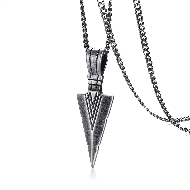 Gray 24 chain Vnox Mens Cool Vintage Arrow Pendant Necklace Multi-Color Stainless Steel Male Rock Punk Gifts Jewelry - Окраска металла: Gray 24 chain