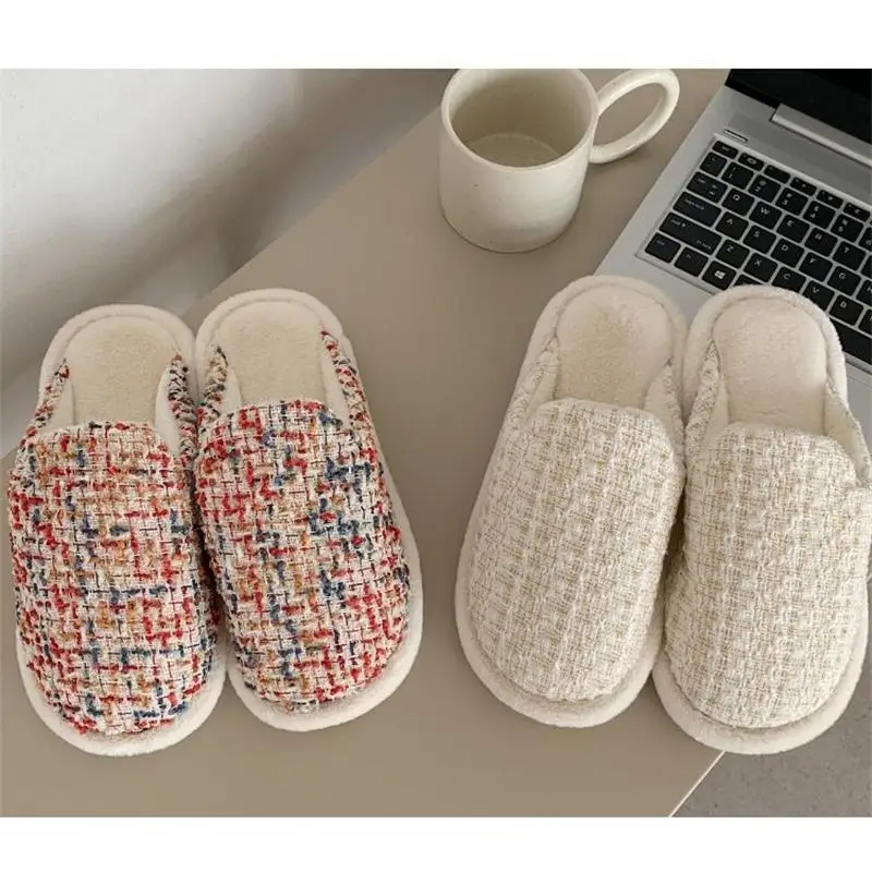 Модные домашние хлопковые тапочки женские осенне-зимние в ретро стиле феи теплые