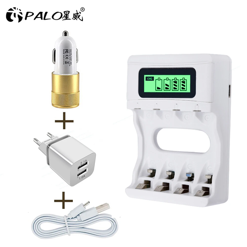 Умное зарядное устройство PALO с 4 слотами для батарей типа АА/ААА быстрая зарядка