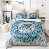 customize psychedelic elephant queen king bedding sets single full twin size 23pcs duvet cover set blue printing quilt covers