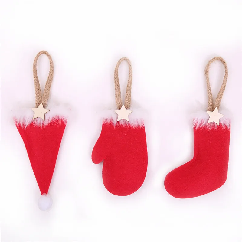 3 шт Санта Клаус шляпа перчатки набор носков Рождественская елка украшения