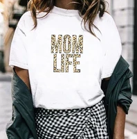 hot selling womens top mom life lettered fashion printed t shirt casual short sleeve crew neck woman tee tops