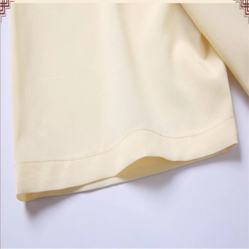 

Chinese Traditional Kung Fu Suit Men Tai Chi Uniform Embroidery Clothing Tang Suit Male Tops Summer Cotton Linen Shirt Man 2021