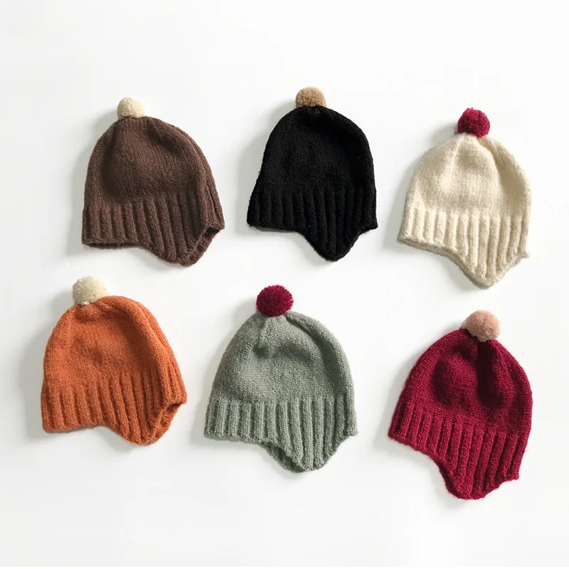 Зимние шапки для детей вязаная шапка малышей однотонная девочек и мальчиков