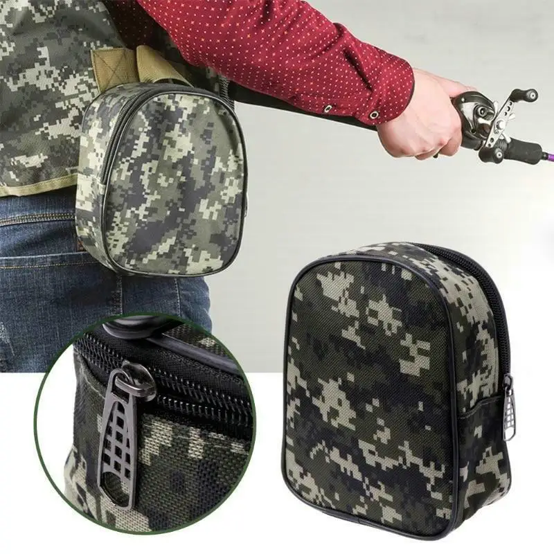 

1PC Fishing Reel Storage Bag Portable Digital Army Green Digital Camouflage Outdoor Protective Case Pouch Fishing Accessories