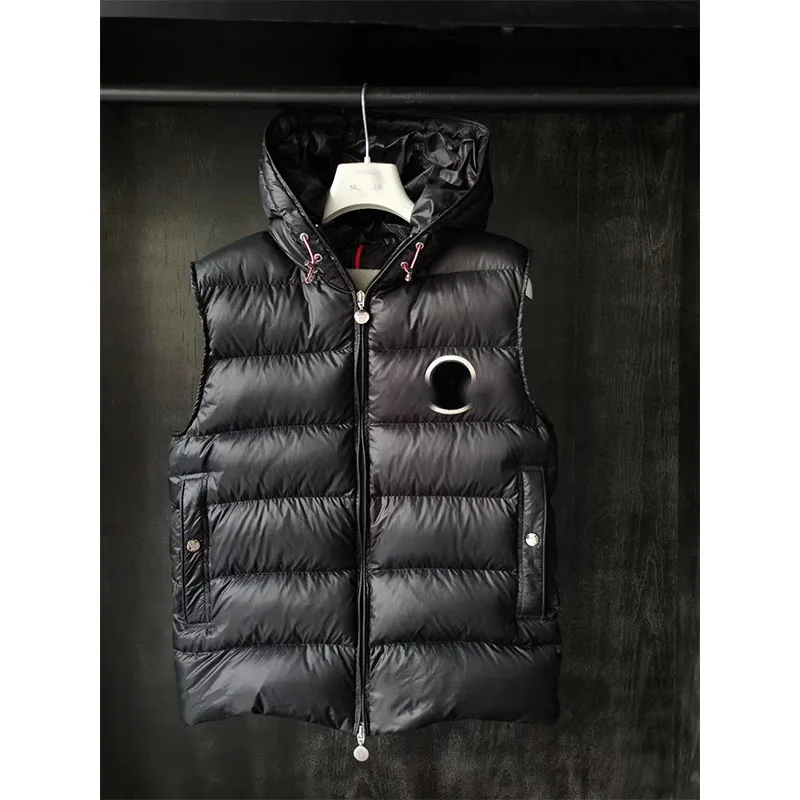 

High Quality Fashion brand Down Vest hat Winter Sleeveless Jacket Vest Men's Warm Thick Hooded Coats Male Waistcoat