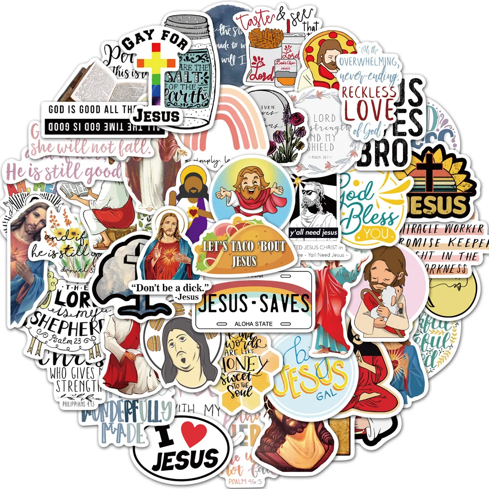 

10/30/50pcs Jesus Christians Believe in Famous Sayings Word Religion Stickers Fridge Luggage Laptop Phone Wall Decals Sticker