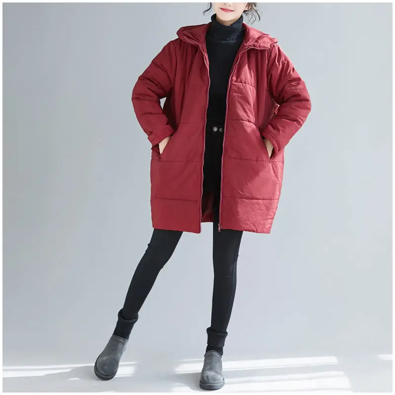 

Solid Plus Size Women Cotton Clothing Autumn Winter Jacket Coat Casual Hooded Warm Padded Parkas Long Large Size Overcoat f2894