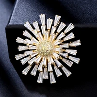 fashion zirconia snowflake corsage pin for women luxury brand brooch gold plated elegant creative gift wedding brooches jewelry